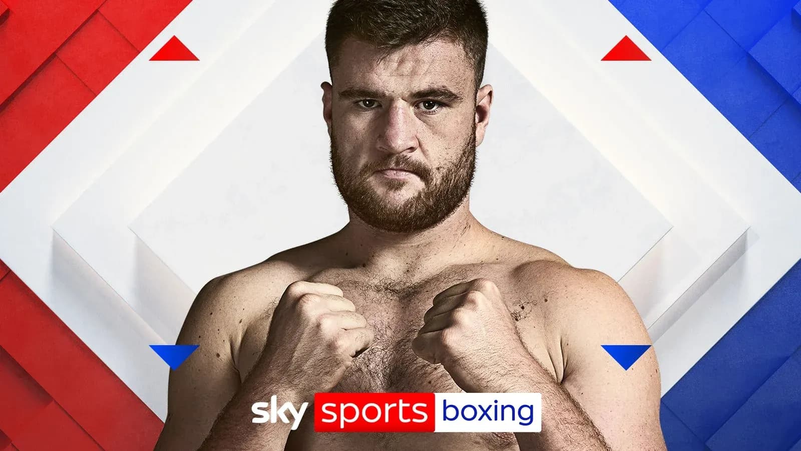 Boxeador con puños levantados en fondo gráfico