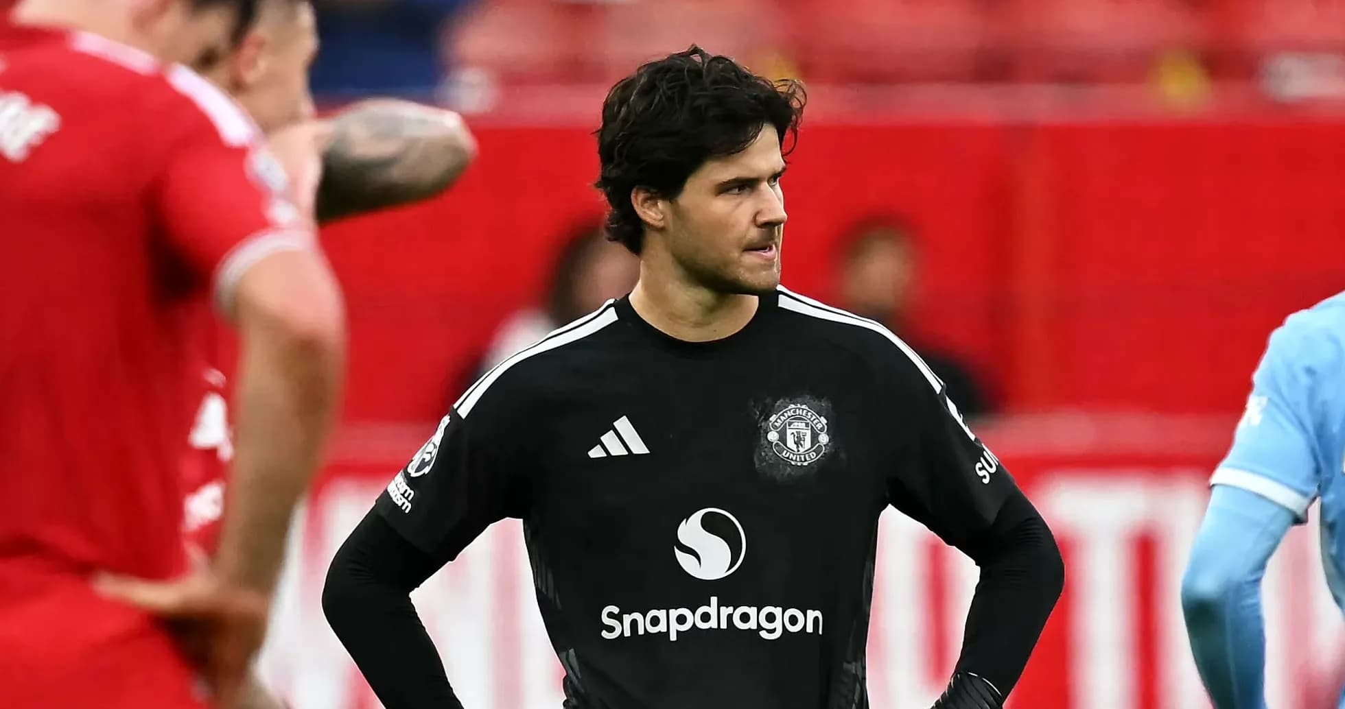 Portero de Manchester United en acción durante el partido