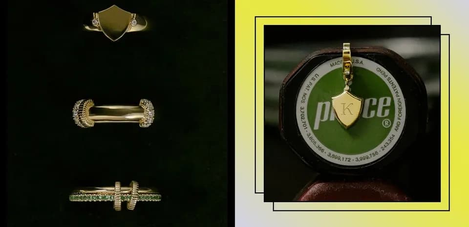 Conjunto de anillos y colgante de oro
