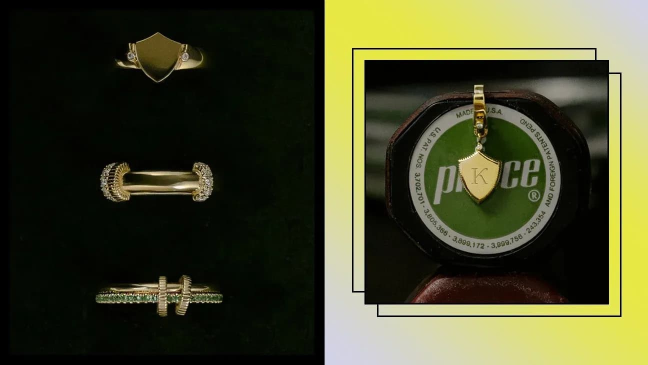 Conjunto de anillos y colgante de oro