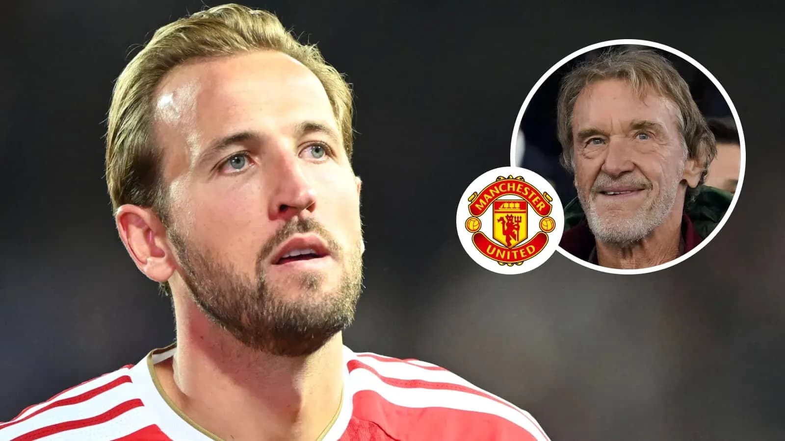 Harry Kane y el logo de Manchester United