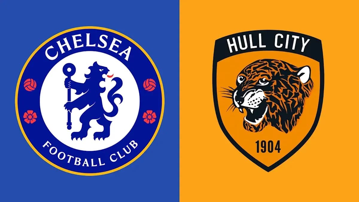 Logos de Chelsea FC y Hull City en fondo colorido