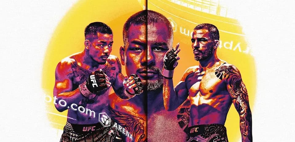 Luchadores de MMA en fondo colorido y vibrante