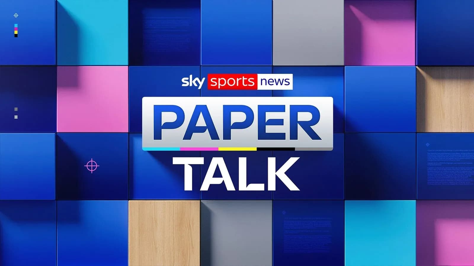 Logo de Sky Sports News Paper Talk en fondo colorido