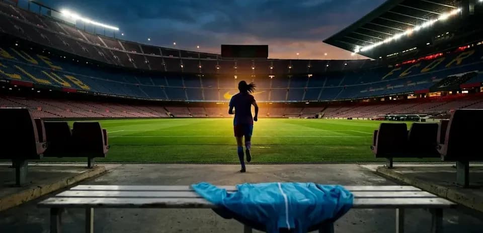 Jugadora entrando al campo en estadio vacío