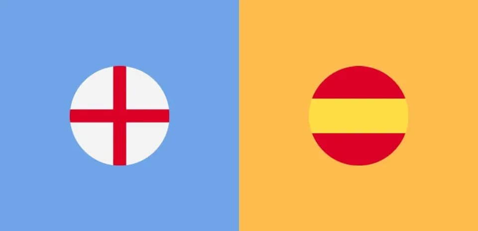 Banderas de Inglaterra y España en fondo de colores