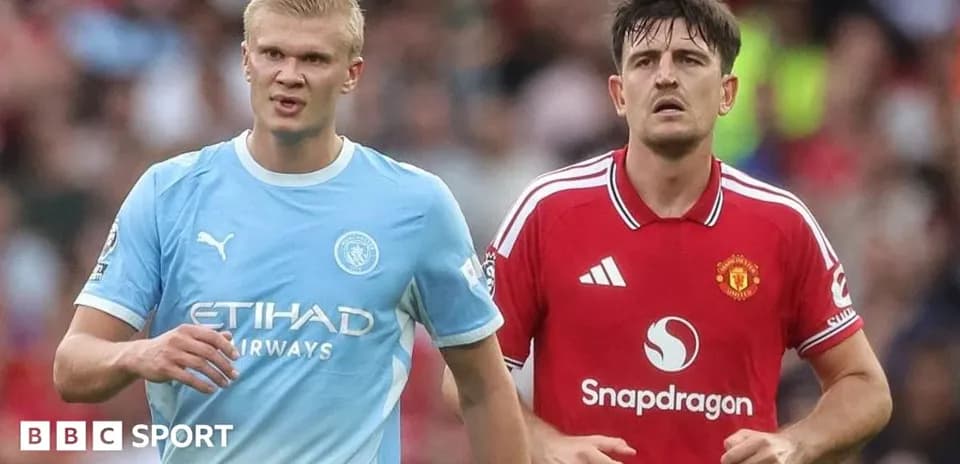 Jugadores de Manchester City y Manchester United en acción