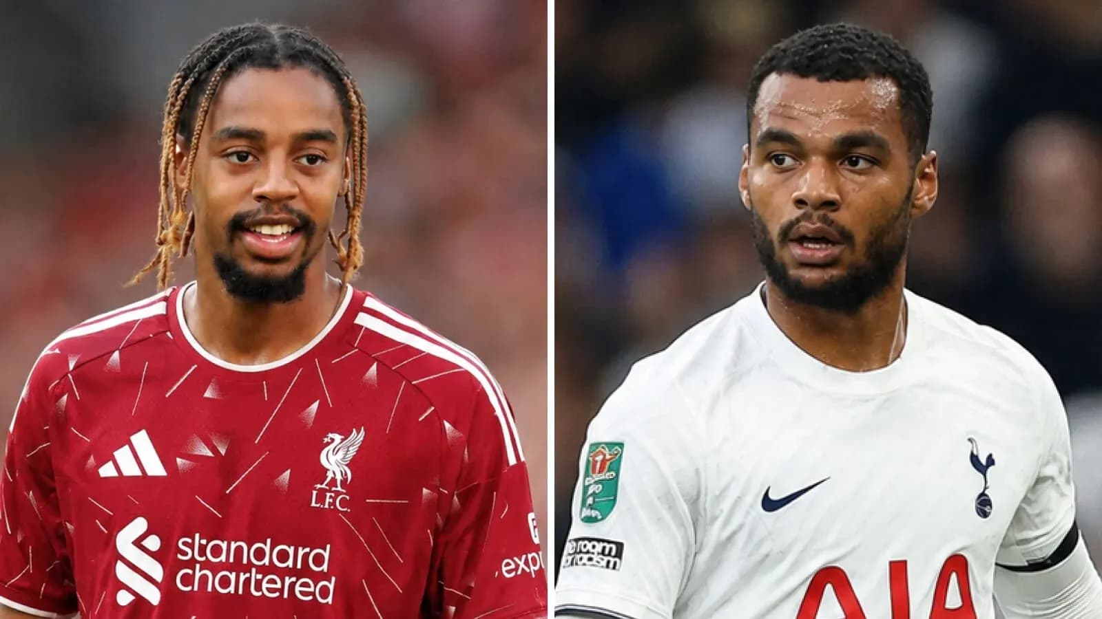 Jugadores de Liverpool y Tottenham en el campo