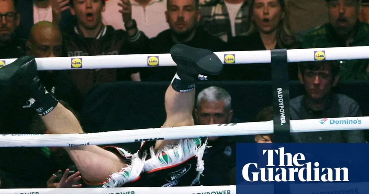 Boxer falling from the ring during match