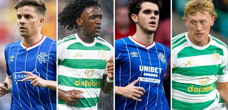 Jugadores de Rangers y Celtic en acción durante el partido