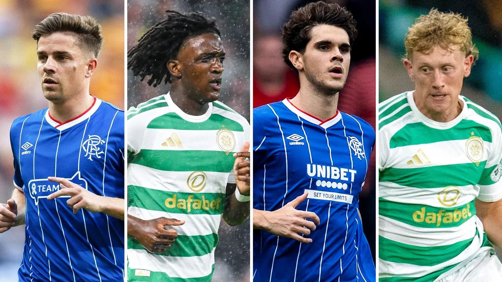 Jugadores de Rangers y Celtic en acción durante el partido