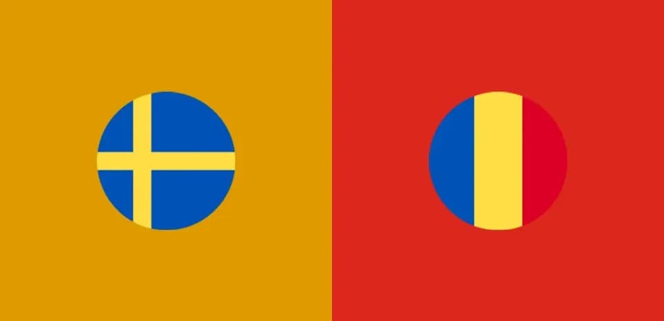 Banderas de Suecia y Rumania en círculos