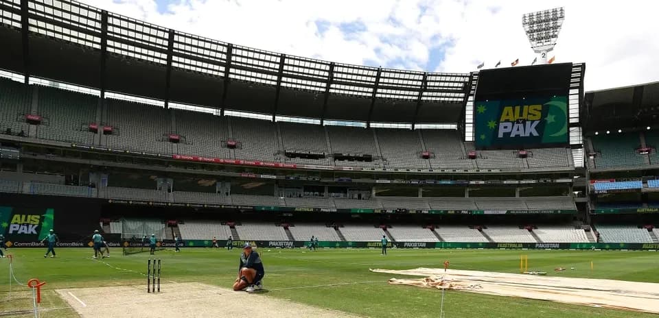 Entrenamiento de jugadores en Melbourne Cricket Ground