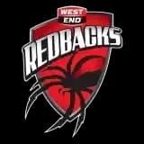 Logo de West End Redbacks en fondo rojo