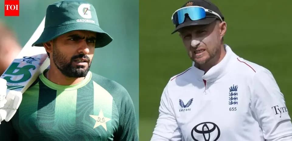 Jugadores de críquet de Pakistán e Inglaterra en acción