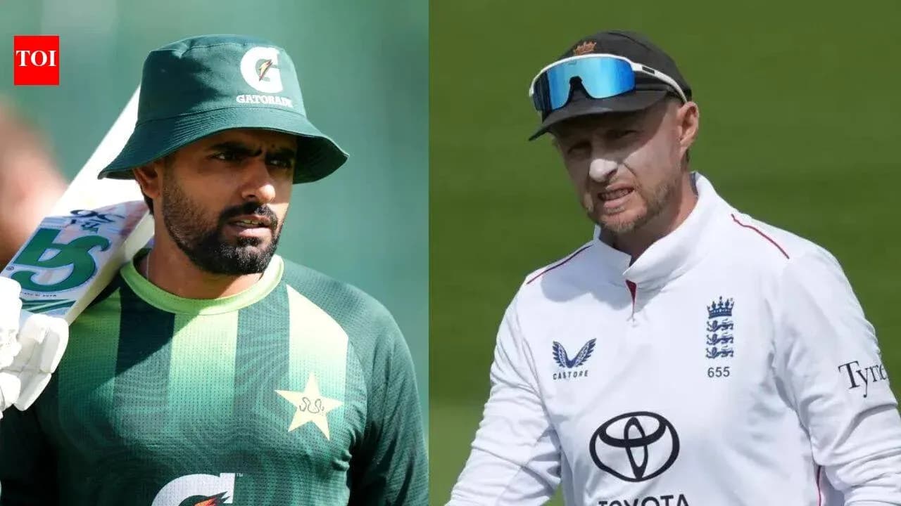 Jugadores de críquet de Pakistán e Inglaterra en acción