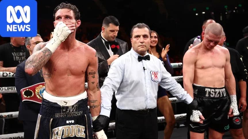 Boxeadores en el ring tras el combate