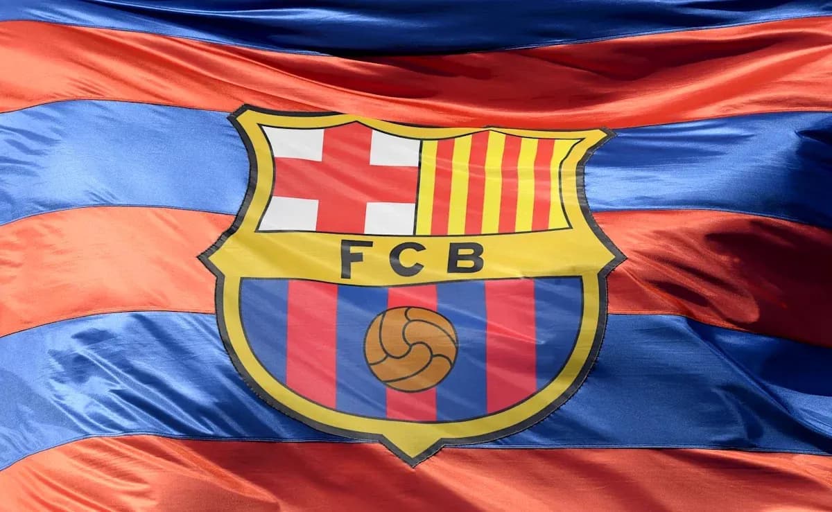 Bandera del FC Barcelona con colores azul y grana