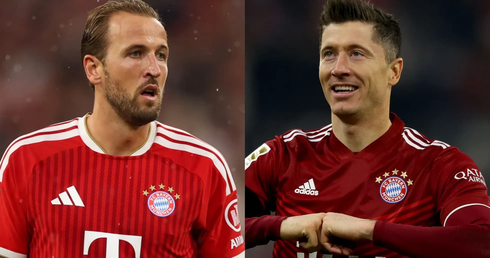 Harry Kane y Robert Lewandowski en camiseta del Bayern