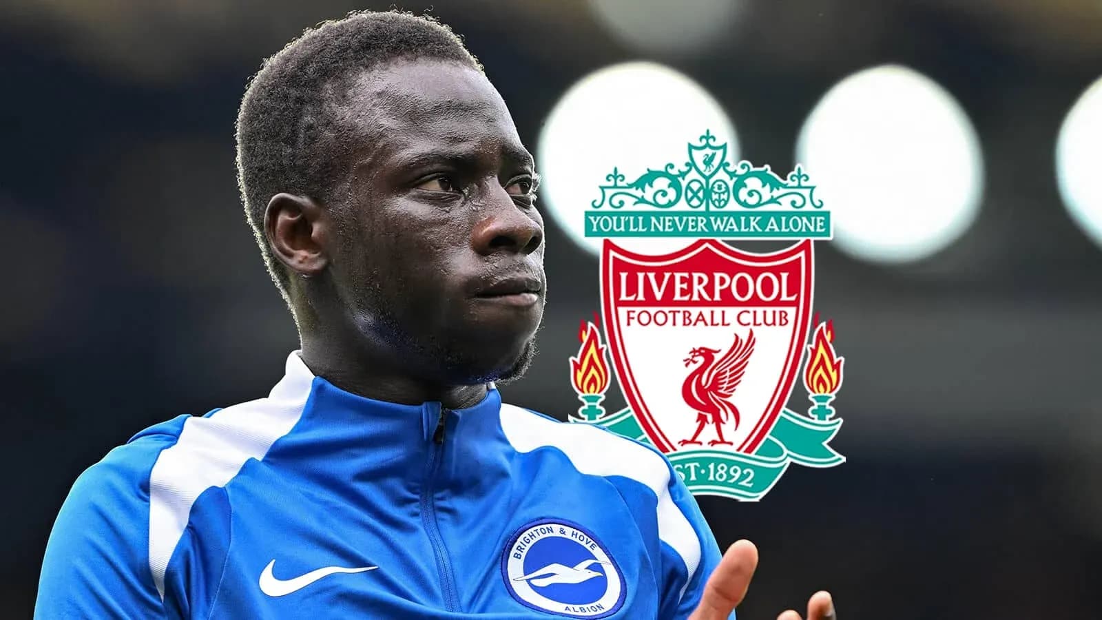Jugador de Brighton Hove Albion con logo de Liverpool