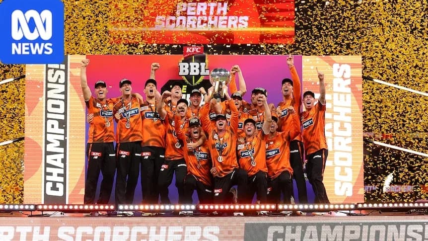 Jugadores de Perth Scorchers celebrando el campeonato