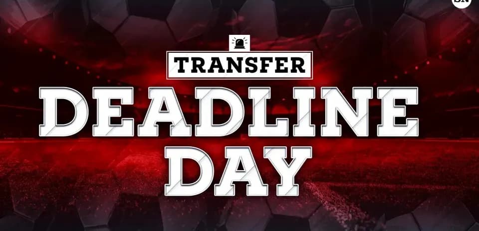 Texto de Deadline Day en fondo de fútbol