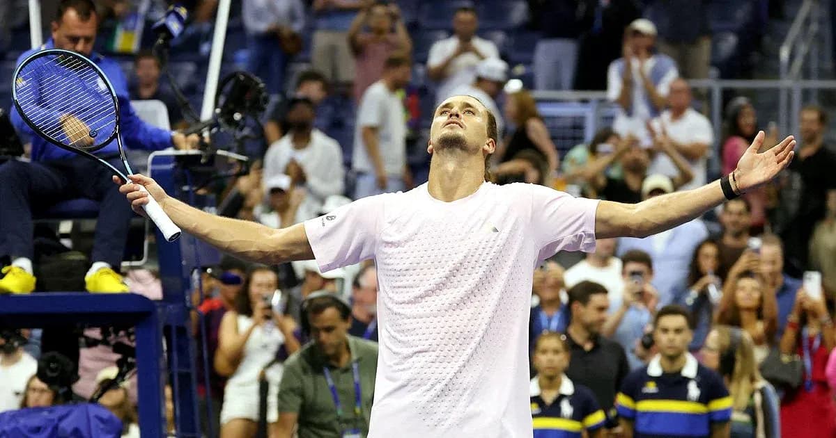 Jugador de tenis celebrando en el US Open