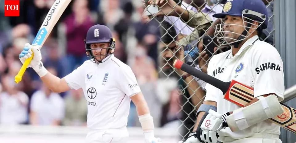 Jugador de cricket inglés levantando su bate en el campo