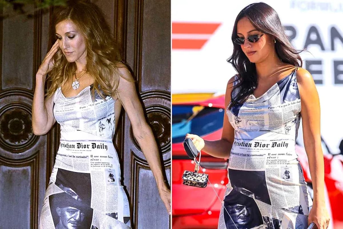 Dos mujeres con vestidos de prensa Dior Daily
