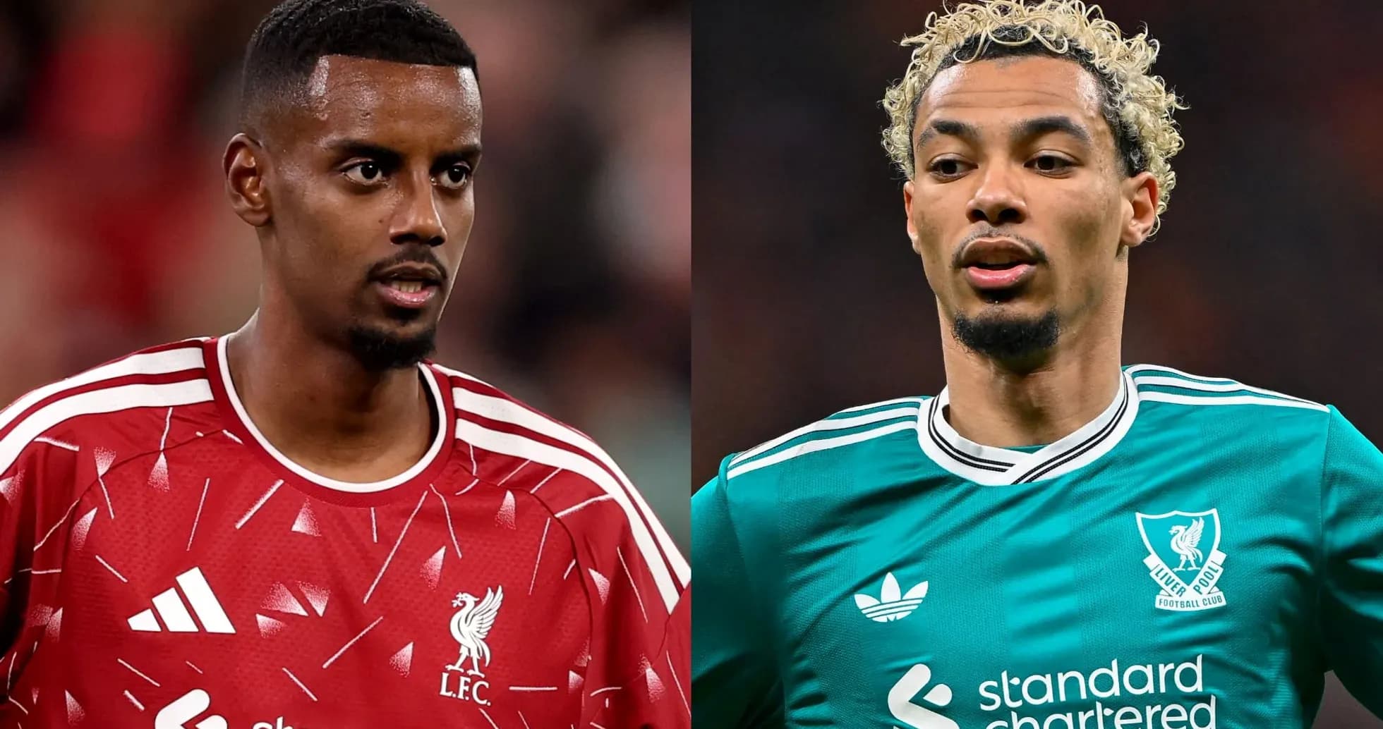 Dos jugadores de Liverpool en camisetas de entrenamiento