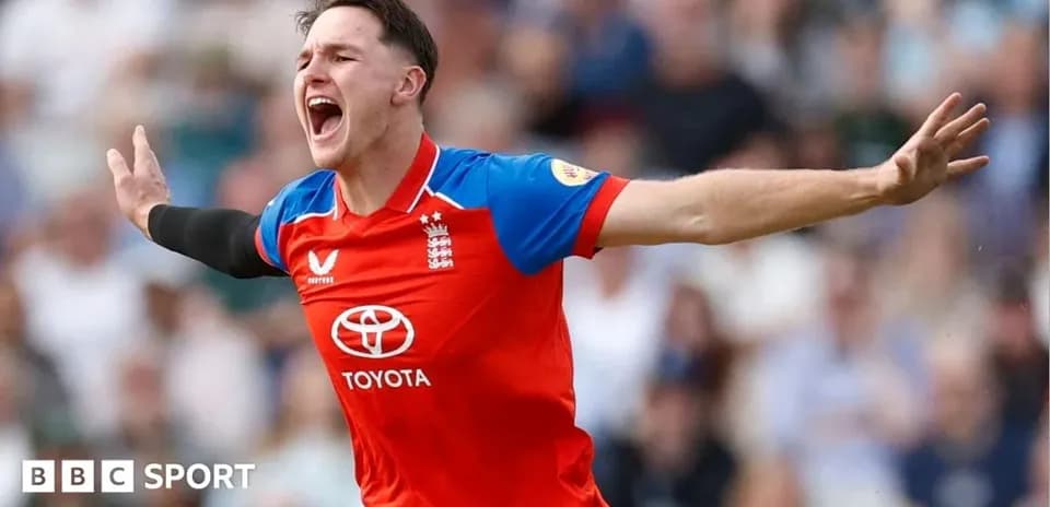 Jugador de cricket inglés celebrando una wicket
