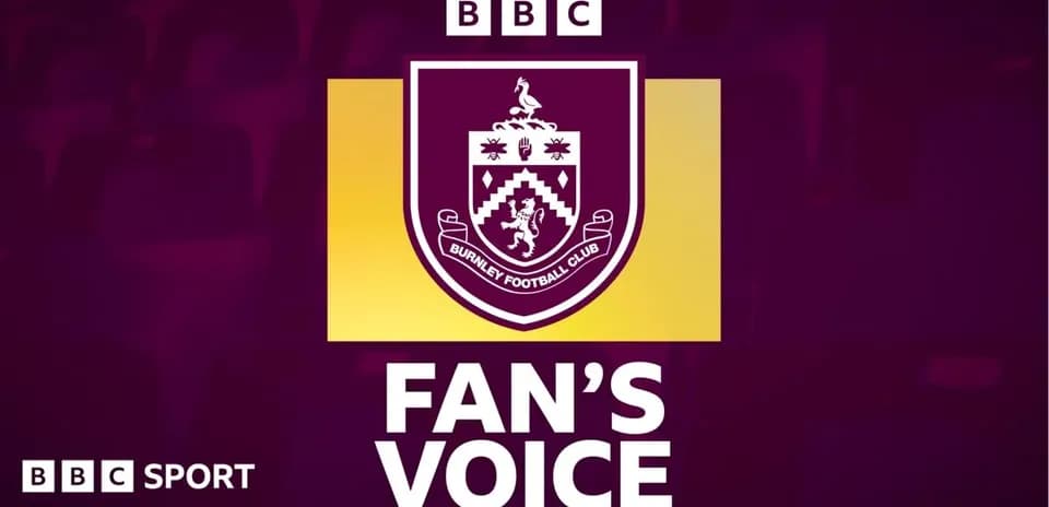 Logo de Burnley Football Club y texto 'FAN'S VOICE'