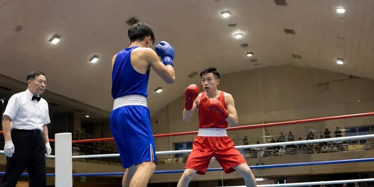 Dos boxeadores en combate en el ring