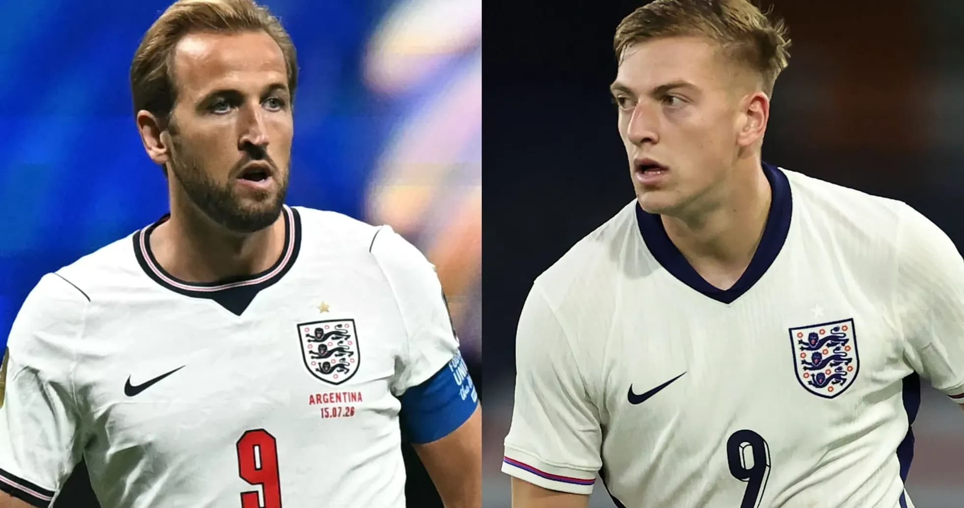 Dos jugadores de Inglaterra en uniforme de fútbol Dos jugadores de Inglaterra en uniforme de fútbol