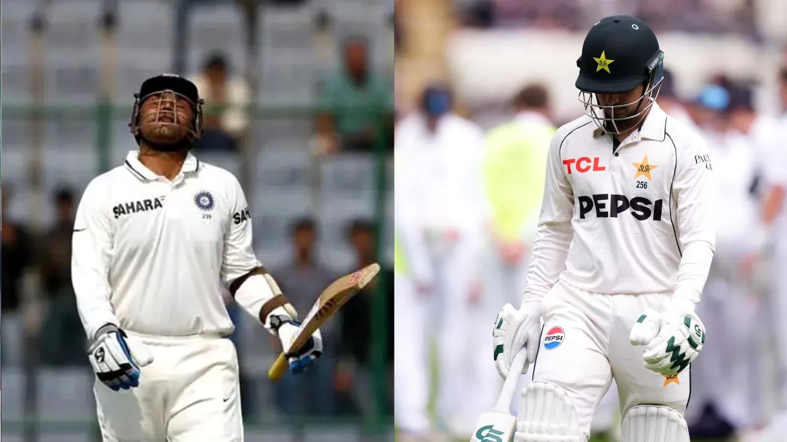 Jugadores de cricket de India y Pakistán en acción Jugadores de cricket de India y Pakistán en acción