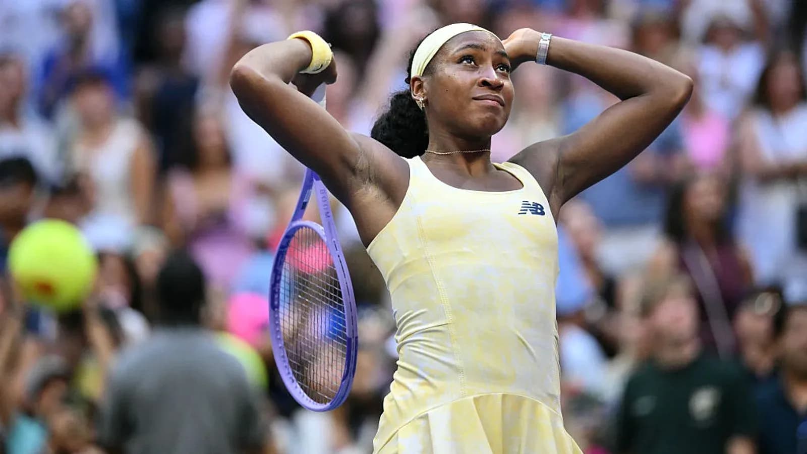 Coco Gauff celebrando tras ganar un punto en partido Coco Gauff celebrando tras ganar un punto en partido