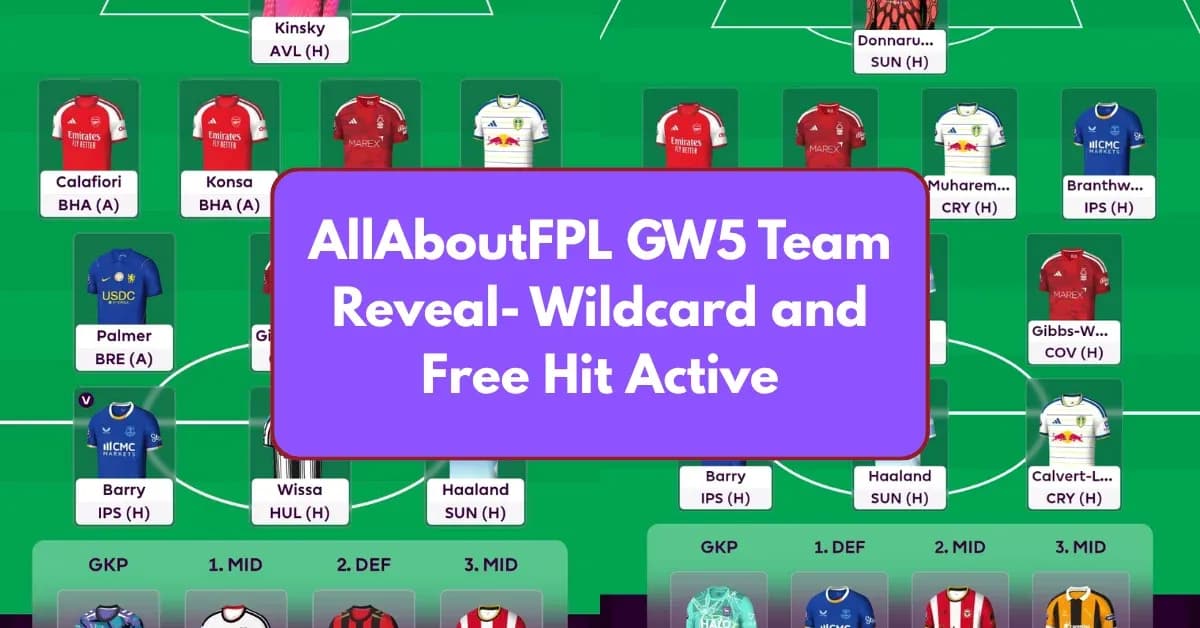 A lineup for FPL GW5 with player names and positions A lineup for FPL GW5 with player names and positions