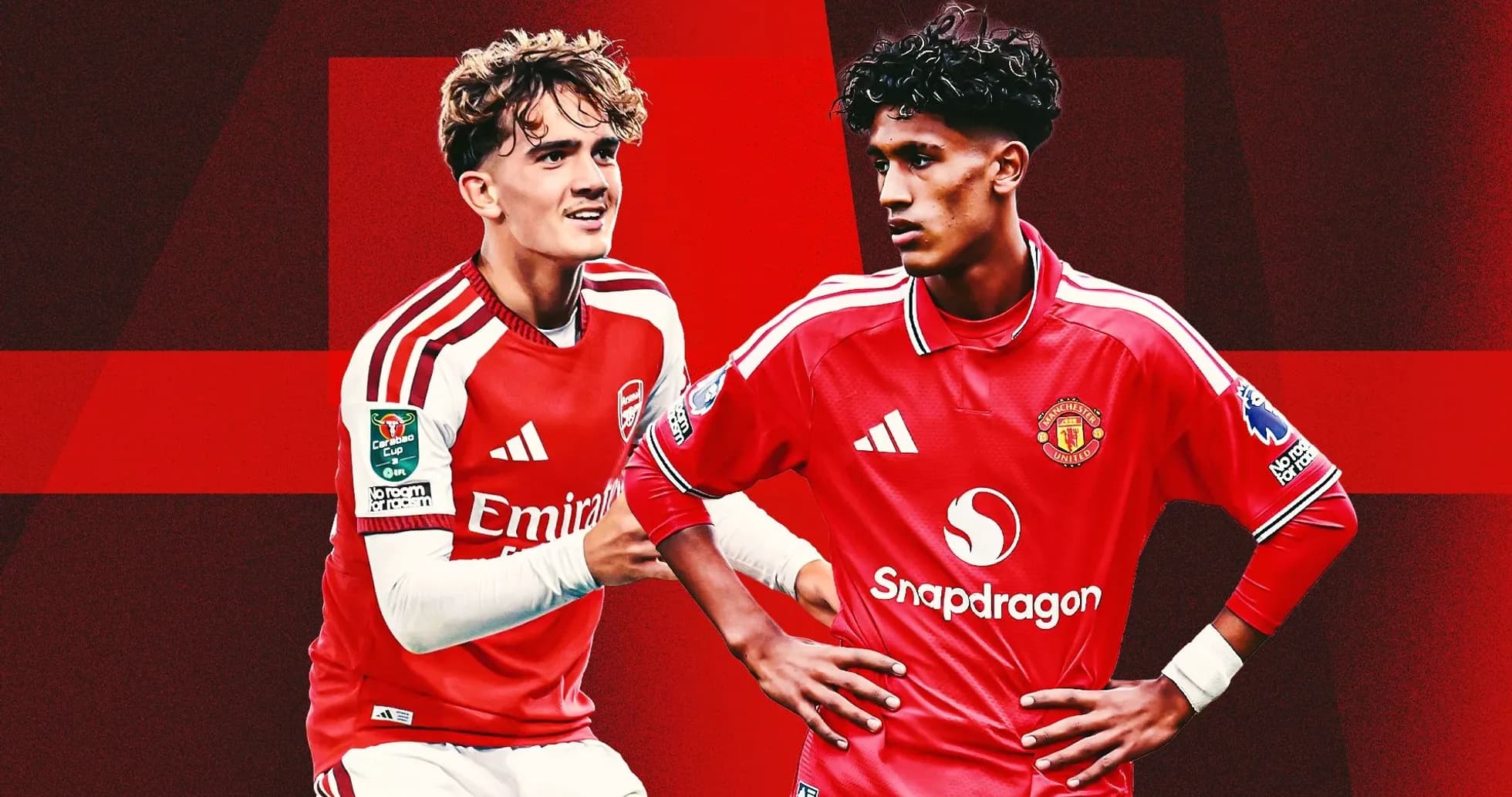 Jugadores de Arsenal y Manchester United en uniforme Jugadores de Arsenal y Manchester United en uniforme